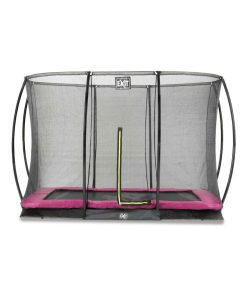Trampoline enterré 214x305cm noir et filet de sécurité Sihouette EXIT - Rose