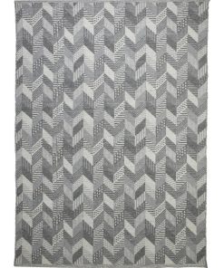 Tapis salon 160x230 GEOGREY Gris fait main en coton Certification care and Fair idéal pour Salon - Gris