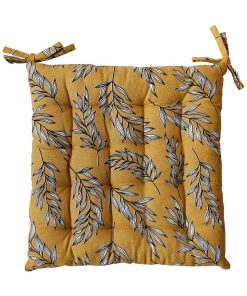 Lot de 4 galettes de chaise piquées 38x38 Lily ocre coton - Jaune