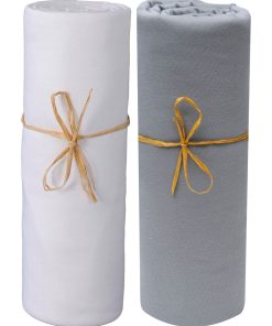 Lot x2 Draps housse bébé 100% jersey Bio peigné - 'P'tit Basile' - Blanc Noir