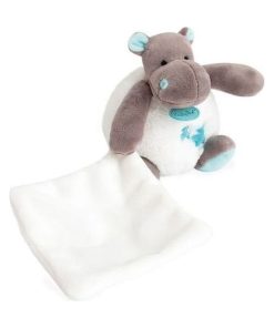 doudou Babynat Hippopotame Bleu Vert BN0361 Bazile & Zoe Pantin - Bleu