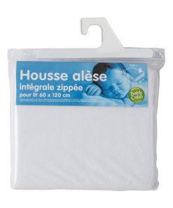 Alèse intégrale zippé en microfibre 60x120 cm - Blanc