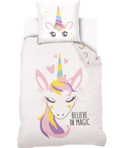 Housse De Couette Lou&Loup Licorne Kawaii Taie D'oreiller - 100% Coton - Blanc