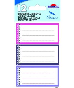 12 étiquettes adhésives scolaires - Cahier spirale - Rose - N/A