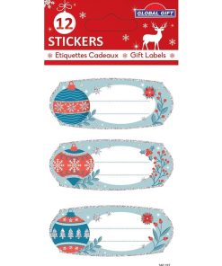 12 étiquettes adhésives de Noël - Boules de Noël - N/A