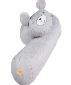 ROBA Serpent de Lit Bébé "roba Style" - 170 cm - Avec Visage d'Ours - Gris Argenté - Gris
