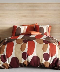Housse de couette Jopline + 2 taies 100% coton 57 fils - Orange