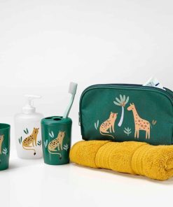 Accessoires de salle de bain 4 pieces 14 x 21 cm Petit tigre - Vert