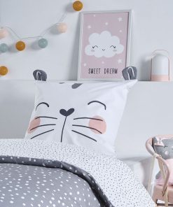 Parure de lit 'Chat' - 1 personne - Blanc