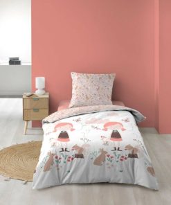 Housse de couette enfant 140x200 Alice + 1 taie microfibre - Rose