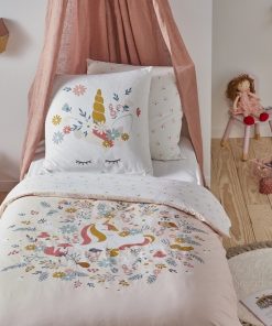 Future Home - Parure de lit enfant en coton 57 fils imprimé rose - Rose