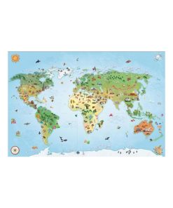 Tapis salon 70x95 ULTRA DOUX CARTE DU MONDE Bleu fabriqué en Europe idéal pour la chambre - Bleu