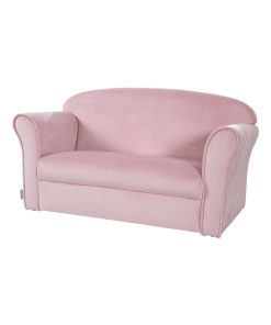 ROBA Canapé Enfant en Velours "Lil Sofa" - 2 Places - Fauteuil avec Accoudoirs pour Filles - Rose - Rose