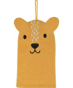 Gant de toilette marionnette enfant 14 x 21 cm Leopard - Marron