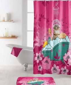 Rideau de douche 180x200 Chatibulle - Rose