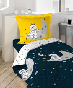 Parure housse de couette Petit Astronaute 140 x 200 cm - Bleu