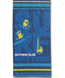 UNIVERSAL - Serviette De Plage Minions 70x140 cm - 100% Coton - 300 GSM - Bleu Marine - Bleu
