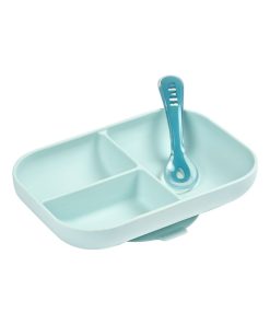 Coffret assiette à compartiments et cuillère bleu - Bleu