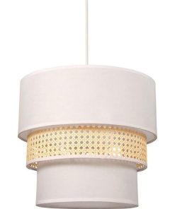 Suspension ronde gigogne cannage blanc D35 - Blanc