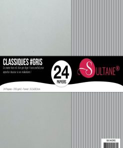 24 papiers Scrapbooking Gris - 300g/m2 - H : 30,5 cm - N/A