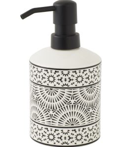 Guy Levasseur - Distributeur de savon en porcelaine blanc et noir - Blanc