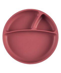 Assiette bébé à ventouse en silicone - Marron