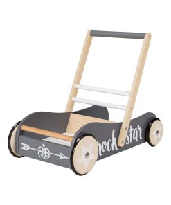 ROBA Trotteur Bébé "Rock Star Baby 3" en Bois - avec Frein - Hauteur Poignée 45 cm - Gris Gris anthracite Blanc