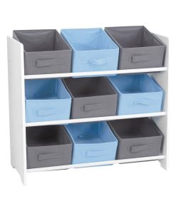 Meuble 9 panières pour enfant bleu gris - Bleu