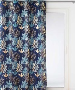 Rideau à œillets 140x260 métallisé Ornella bleu - Bleu
