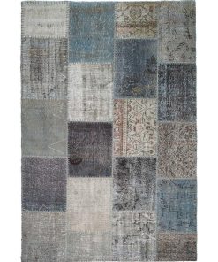 Tapis salon 240x340 LE PATCHWORK Gris fait main en laine idéal pour Salle à manger - Gris