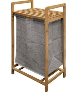 Meuble à linge 1 panier amovible bambou Tao - Beige