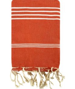 Fouta traditionnelle en coton 100x200 cm Kolora - Orange