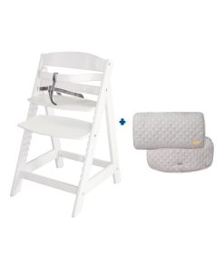 ROBA Chaise Haute Évolutive "Sit Up III" + Coussin "roba Style" - Blanc/Gris - Blanc