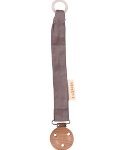 Attache tétine en bois et coton bio Dark Grey - Multicolore