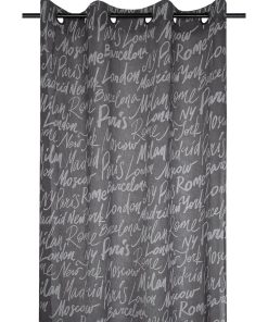 Voilage à œillets 140x260 cm Capitales anthracite - Gris