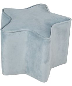 ROBA Tabouret en Forme d'Étoile pour Chambre Enfant "Lil Sofa" - en Velours Doux - Bleu Clair - Bleu clair