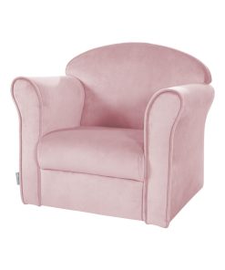 ROBA Fauteuil Club en Velours "Lil Sofa" - Chaise Rembourrée avec Accoudoirs Confortable - Rose - Rose