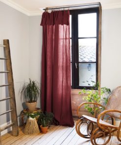Rideau ajustable + 8 anneaux pince collection Gaia - Rouge