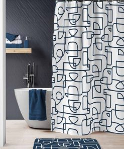 Rideau de douche polyester 180x200 Labyrinthe - Bleu