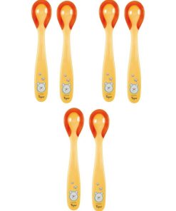 Lot de 6 cuillères douces thermosensibles Winnie l'Ourson Tigex - Jaune