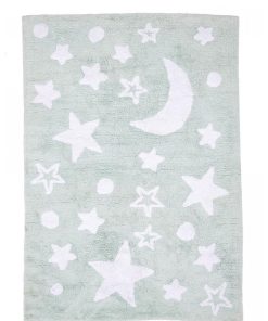 GOOD NIGHT 100% BIO Tapis enfant 80x140 cm Rectangulaire Vert Chambre Tufté main Coton - Vert