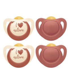 Lot de 4 sucettes For Nature 18-36M Terracotta Nuk - Rouge