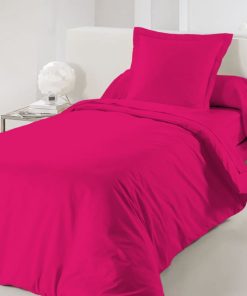 Housse de couette Fushia 140 x 200 cm / 100% Coton / 57 Fils/cm² pour lit 1 place - Rose fushia
