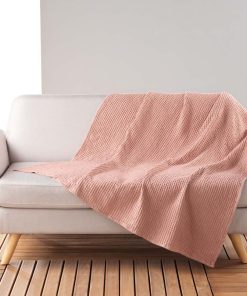 Plaid coton Collection Gaufrettes nid d'abeille - Rose