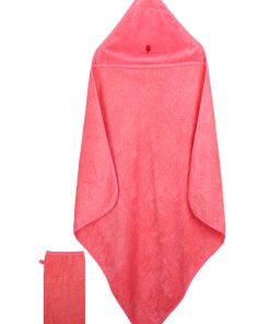 Eveil Et Nature Cape De Bain Et Gant Coton Bio - Rouge