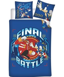 Parure de lit réversible Sonic - "Final Battle" - 140 cm x 200 cm - Bleu