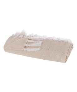 Plaid nomade 125x150 cm coton recyclé lin - Beige