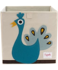 Cube de rangement Paon (33,5 x 33,5 cm) - Bleu