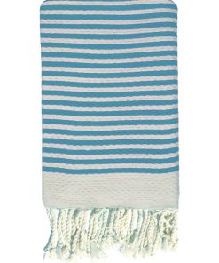 Fouta traditionnelle en coton 100x200 cm Nid d'abeille - Bleu