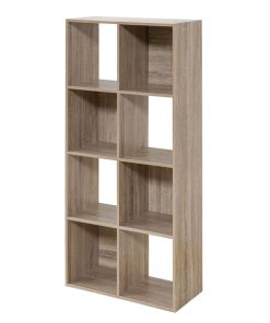 Bibliothèque 8 Cases Décor Chêne - H124.2 Cm - Beige